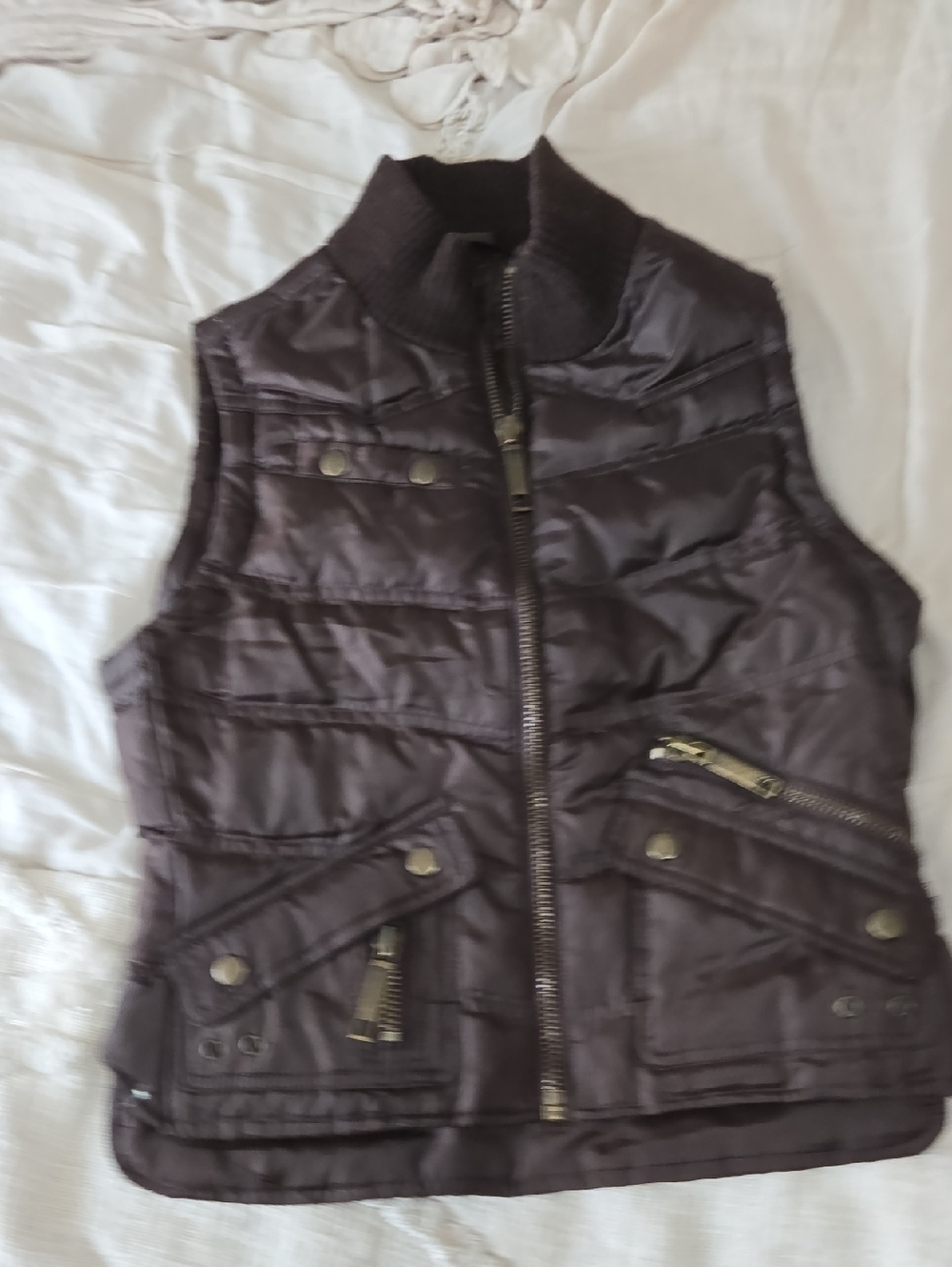 Women's Quilted Sleeveless Puffer Vest - Dark Brown